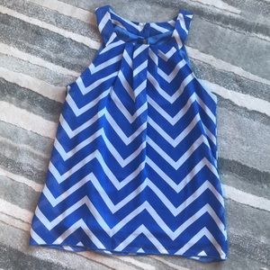 Blue and White Chevron Tank Top